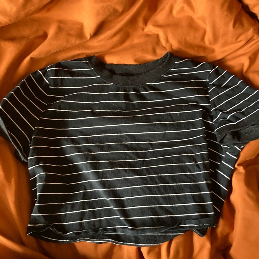 Black and White Striped Crop Top